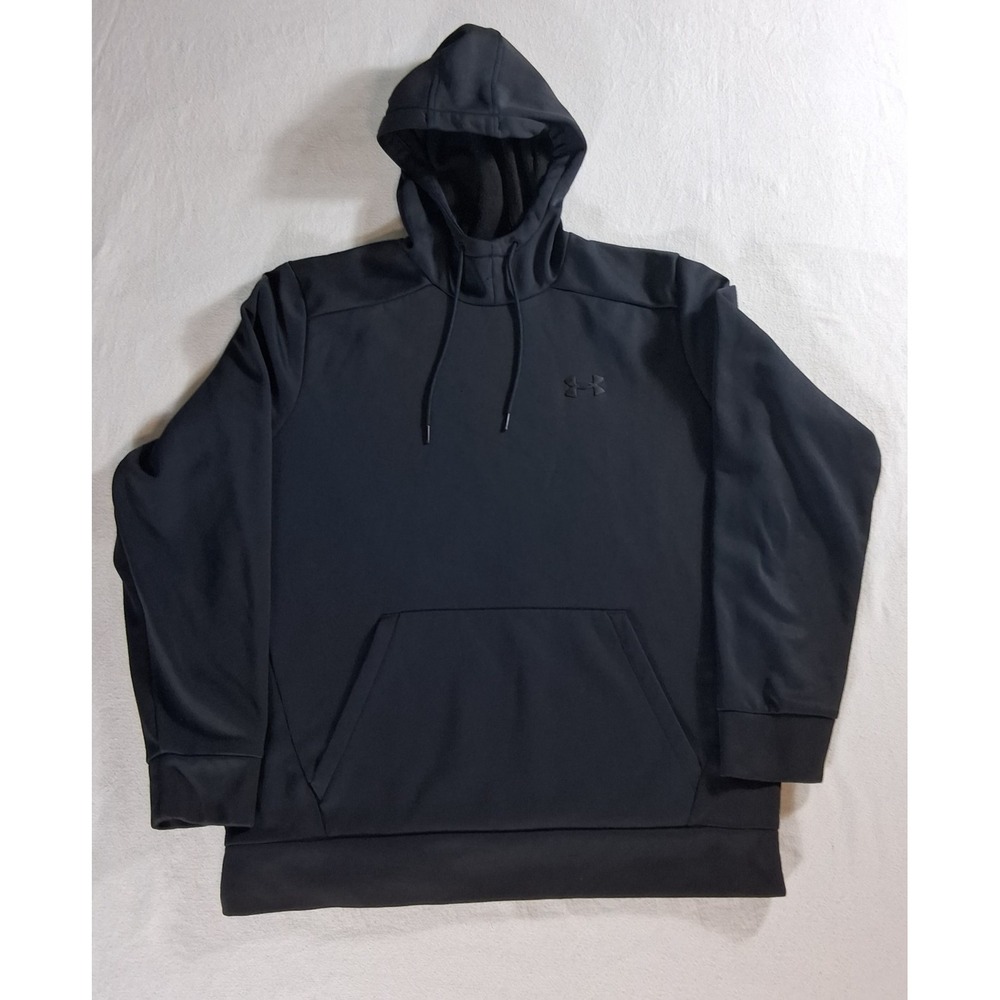 Under Armour Hoodie Men Size Large Black Fleece Hooded Sweatshirt Pullover